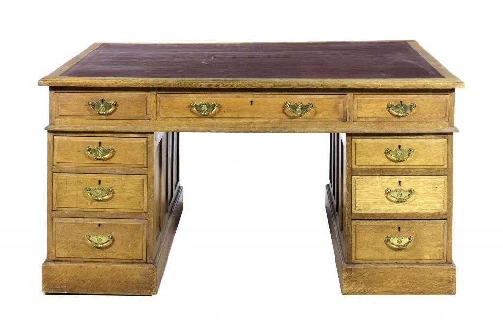 Appraisal: A VICTORIAN OAK PARTNERS DESK one side fitted with nine