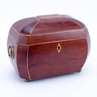 Appraisal: Modern Wooden Jewelry Box with Brass Handles and Ball Feet