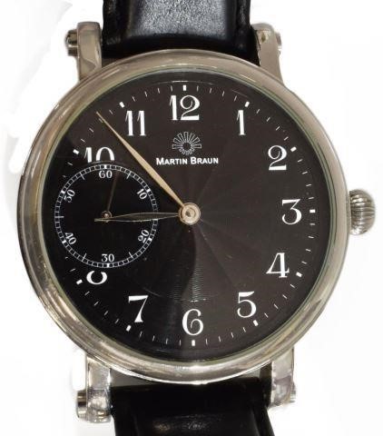 Appraisal: Gents Martin Braun Grande B stainless steel wristwatch black engine-turned