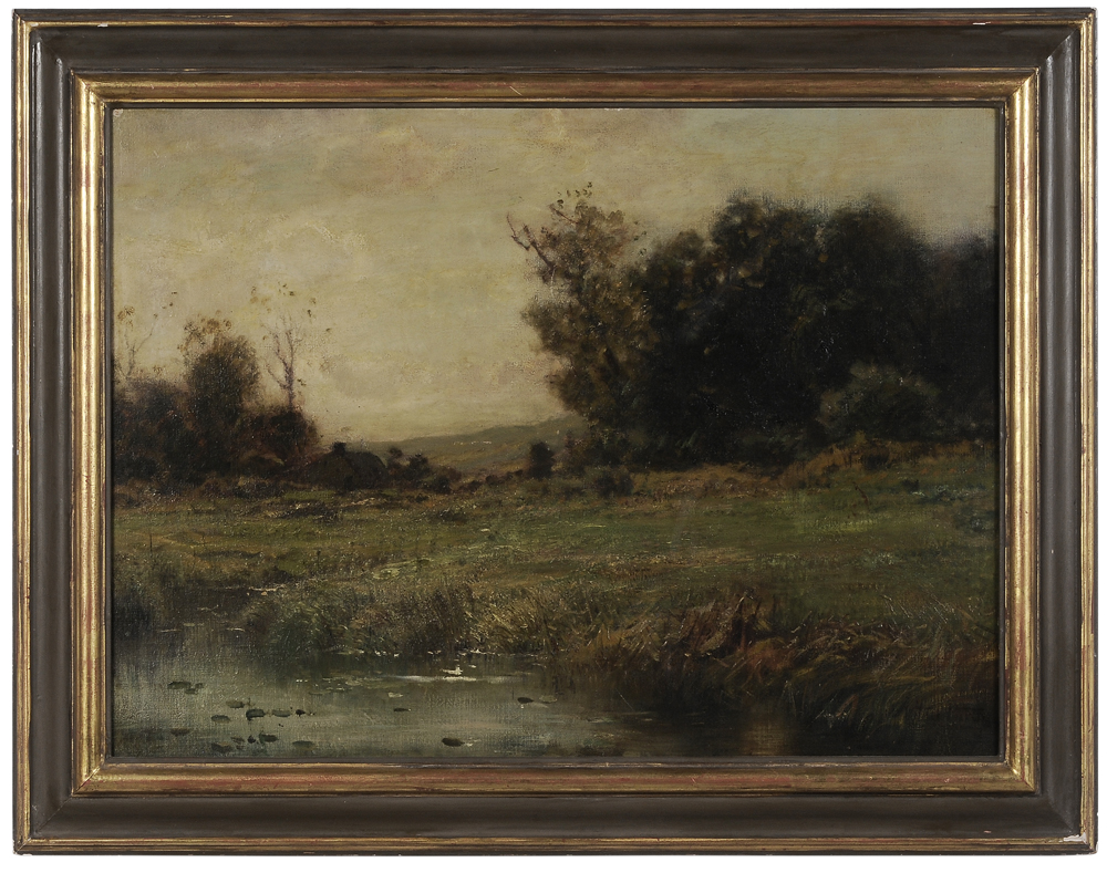 Appraisal: Arthur Parton New York - Autumn Landscape farmhouse across a