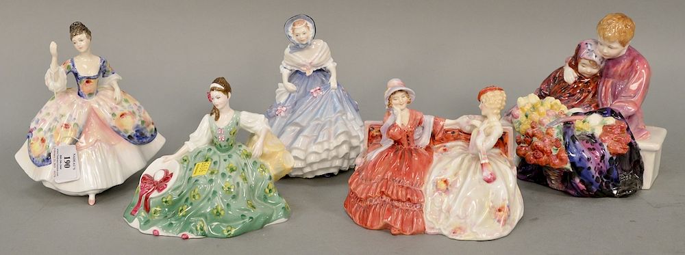 Appraisal: Group of five Royal Doultons including The Gossip Flower Sellers