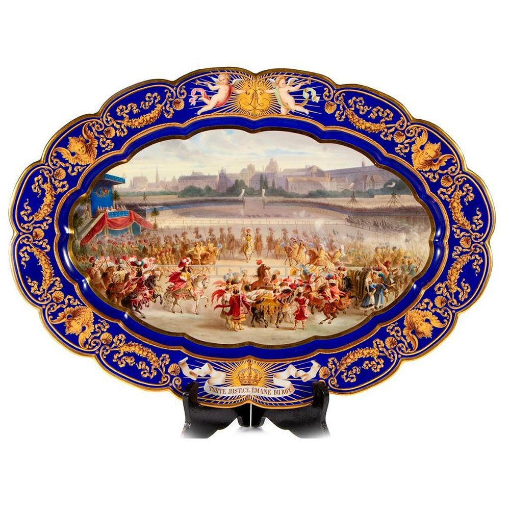 Appraisal: A Meissen porcelain platter with a royal scene A very