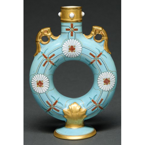 Appraisal: A Royal Worcester aesthetic ring vase enamelled with white and