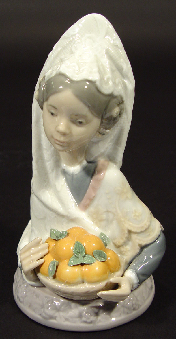 Appraisal: Lladro porcelain bust 'Valencian Harvest' with hand painted decoration printed