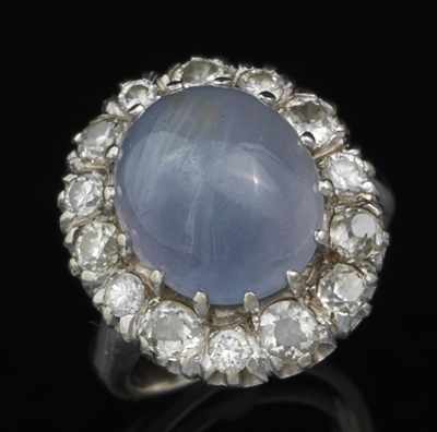 Appraisal: A Star Sapphire and Diamond Dinner Ring k white gold