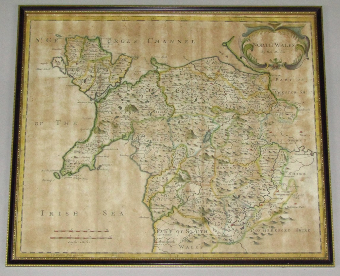 Appraisal: After Robert Morden Map of North Wales in colours bookplate