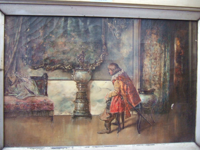 Appraisal: Charles Muller th century A Cavalier in an interior oil