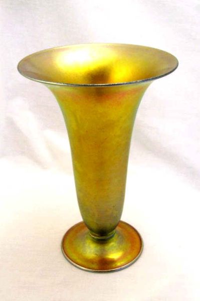 Appraisal: Steuben Gold Aurene Trumpet Vase Gold aurene vase in a