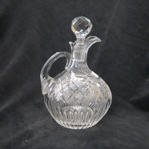 Appraisal: Brilliant Cut Glass Decanter diamond fan trim tall brilliant period