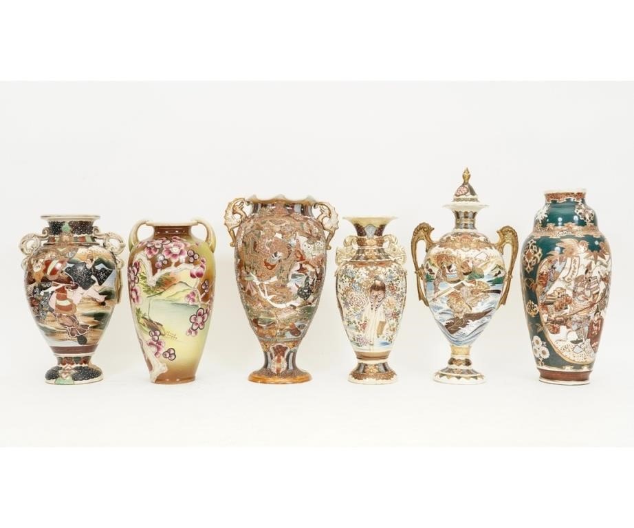 Appraisal: Six large Japanese ceramic vases circa to include one with