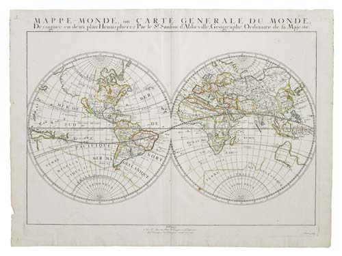 Appraisal: SANSON d'ABBEVILLE NICOLAS Mappe-Monde ou Carte Generale du Monde Double-page