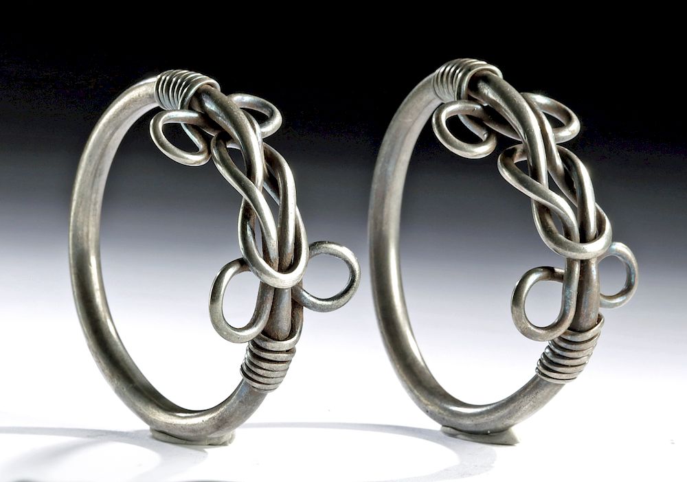 Appraisal: Thracian Silver Hercules Knot Bracelets - g Southeastern Europe Thrace