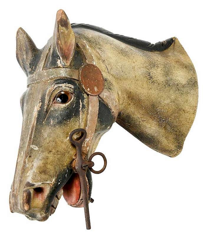 Appraisal: Wooden Carousel Horse Head American circa 's original painted surface