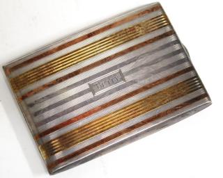 Appraisal: Napier Sterling Silver K Gold Cigarette Case Monogrammed Betty and