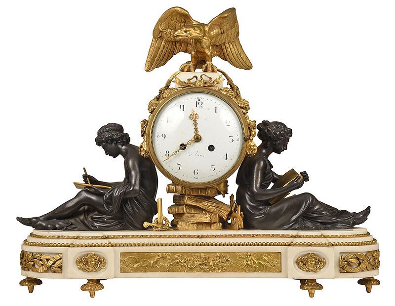 Appraisal: Louis XVI Style Signed Figural Mantel Clock French late th