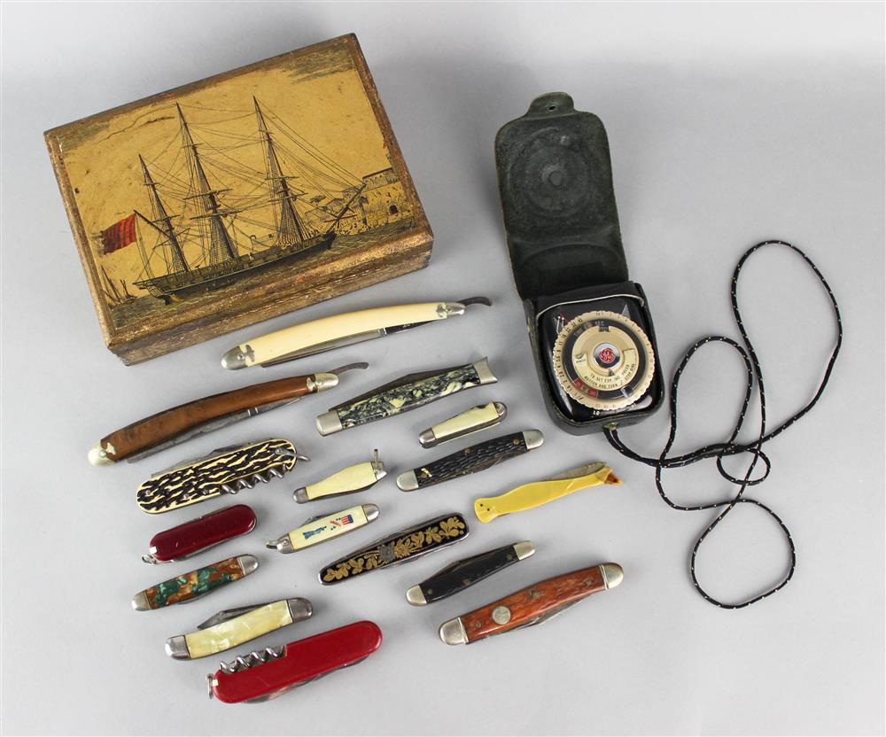 Appraisal: ASSORTMENT OF FOURTEEN POCKET KNIVES AND TWO SHAVING BLADES TOGETHER