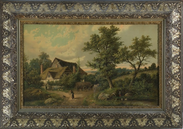 Appraisal: Early th c Lithograph in Period Frame Pastoral scene Ornate