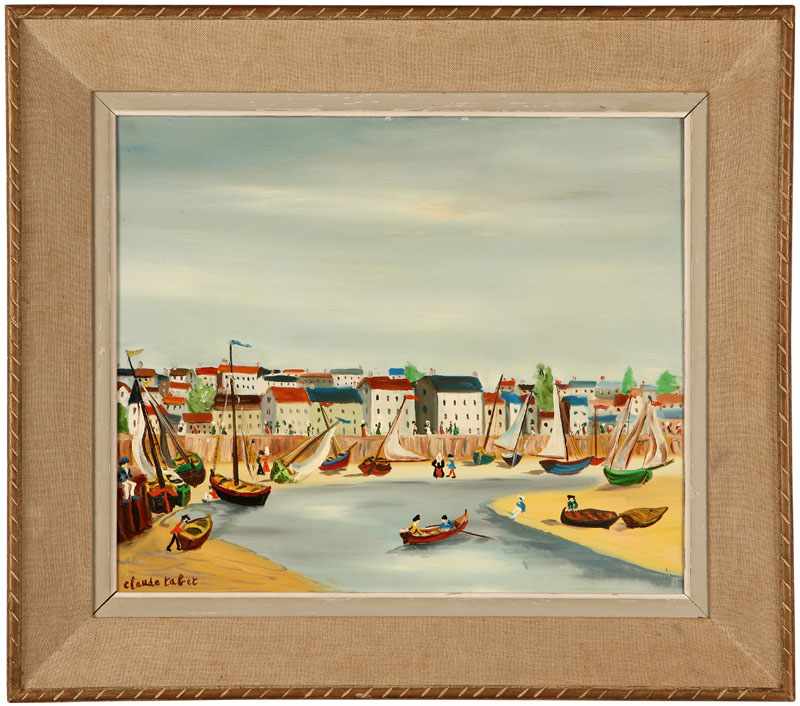 Appraisal: Claude Tabet - French Reflux French Village with Boats and