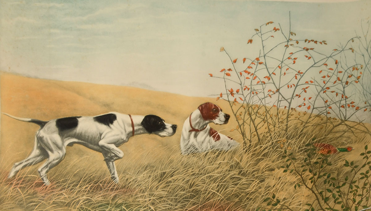 Appraisal: DANCHIN Leon French - Two Pointers Investigating a Pheasant in