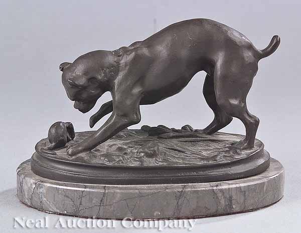 Appraisal: A French Bronze Cabinet Group of a Boxer Hound and