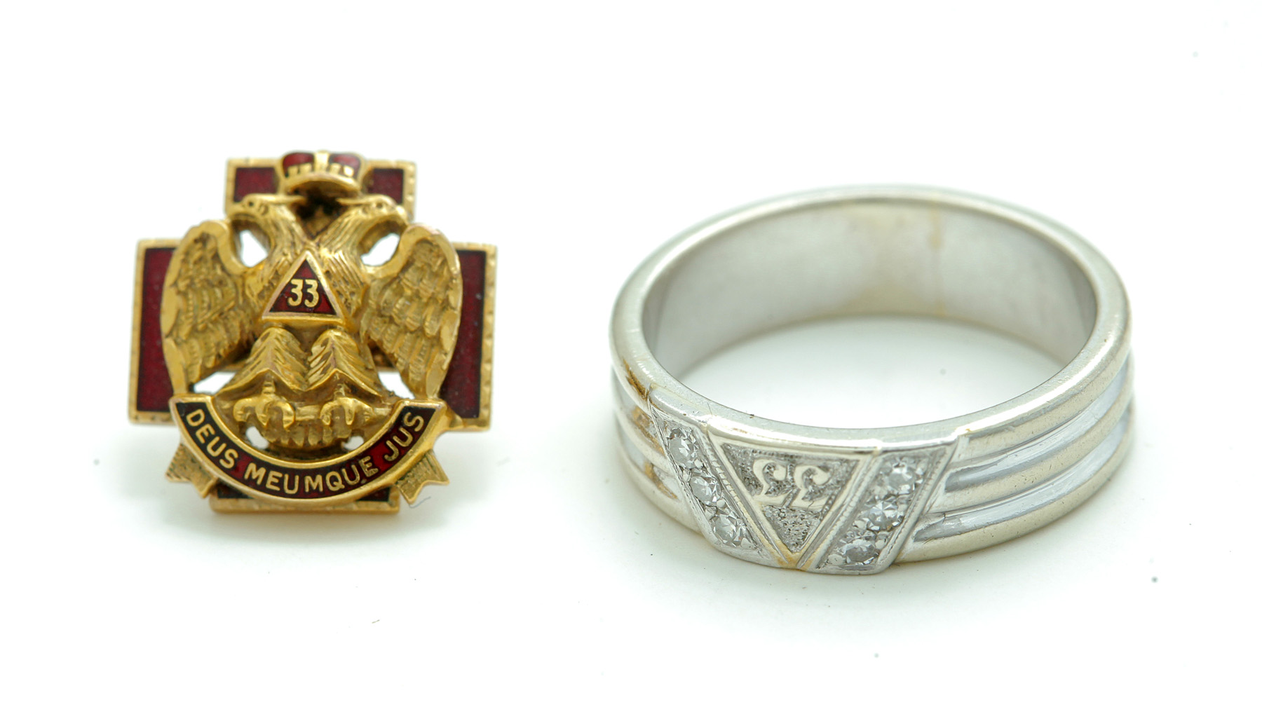 Appraisal: TWO PIECES OF GOLD MASONIC RD DEGREE JEWELRY American th