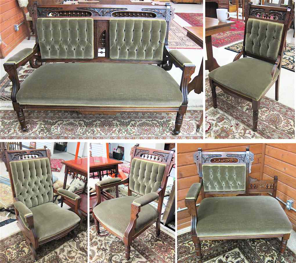 Appraisal: SIX-PIECE VICTORIAN PARLOR SEATING FURNITURE SET Eastlake design American c