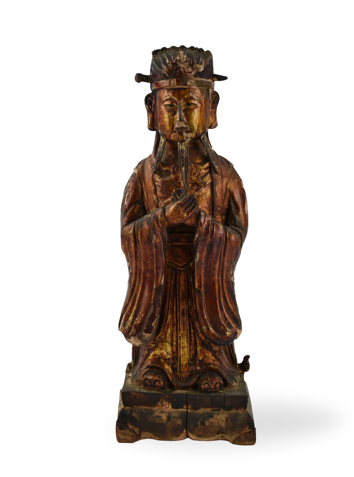 Appraisal: Chinese Late Qing D deity with both hands crossed and