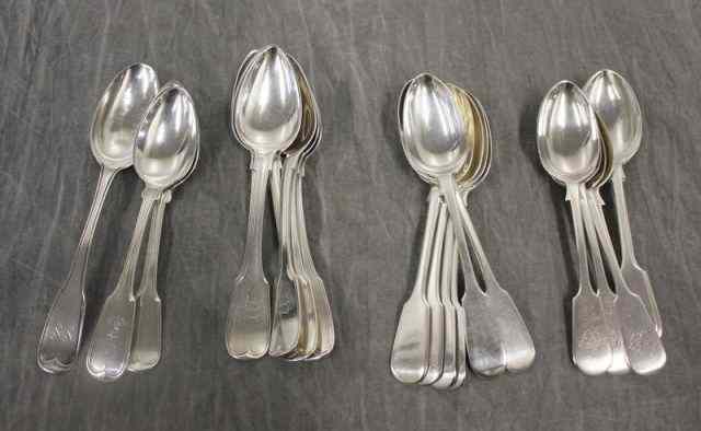 Appraisal: STERLING Lot of Silver Spoons Includes Georgian fiddle back hallmarked