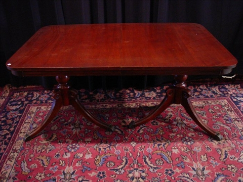 Appraisal: DUNCAN PHYFE STYLE MAHOGANY DINING TABLE th c rectangular with