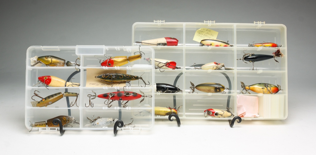 Appraisal: NINETEEN FISHING LURES INCLUDING SHAKESPEARE American th century Including Pflueger