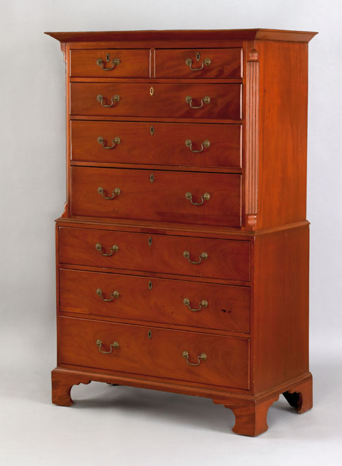 Appraisal: George III mahogany chest on chest ca the molded cornice