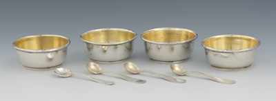 Appraisal: Four Sterling Silver Salts and Spoons Frank M Whiting Co