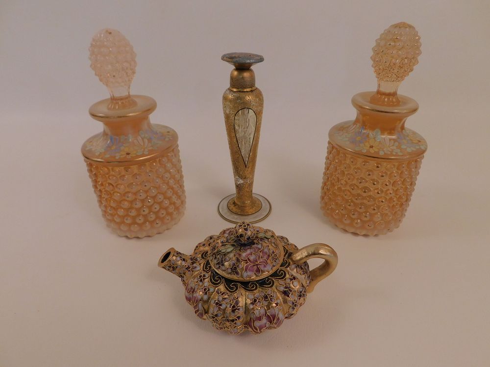 Appraisal: ITEMS INCL COLOGNES MINI TEAPOT Lot of estate items mini