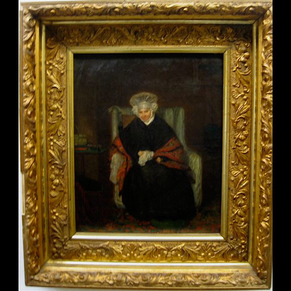 Appraisal: SEATED ELDERLY WOMAN IN THOUGHT TH TH CENTURY OIL ON