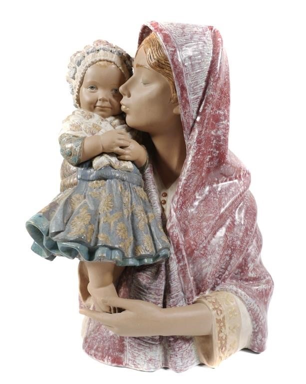 Appraisal: Lladro Mother Kissing Child gres porcelain finish limited edition of