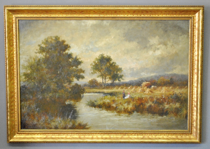 Appraisal: - Oil on canvas Dutch Falls landscape th c with