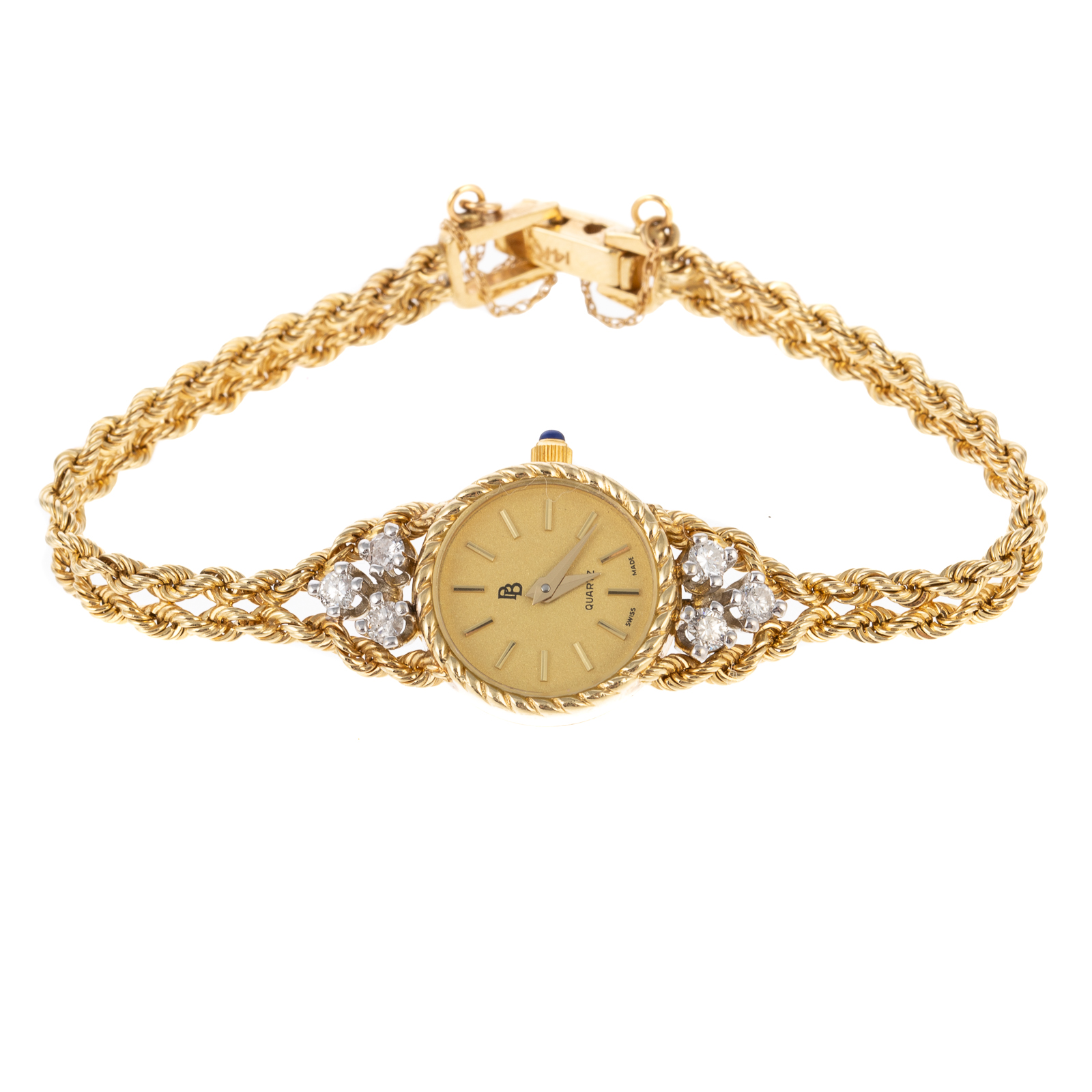 Appraisal: A K YELLOW GOLD PB VINTAGE DIAMOND WATCH K yellow