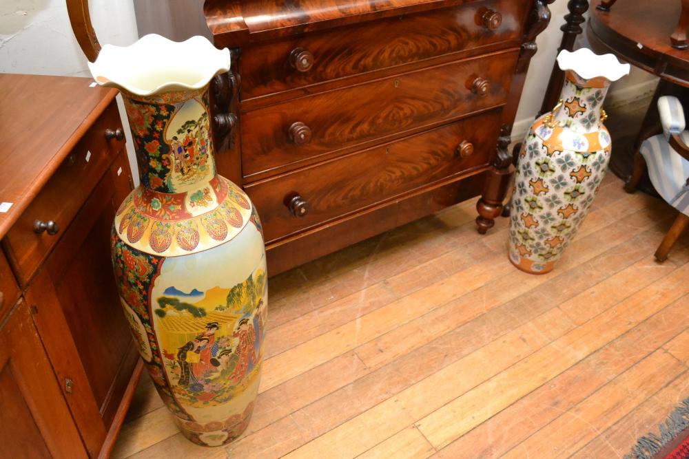 Appraisal: TWO LARGE ORIENTAL STYLE VASES TWO LARGE ORIENTAL STYLE VASES