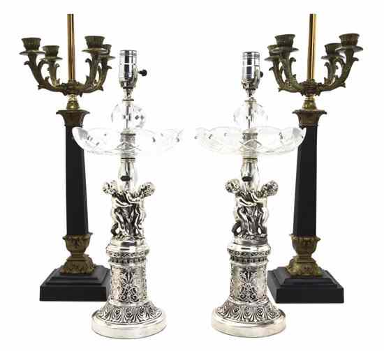 Appraisal: Two Pairs of Table Lamps comprising one pair with molded