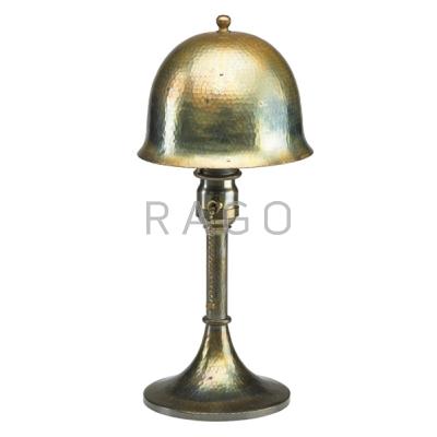 Appraisal: ROYCROFT Table lamp with helmet shade East Aurora NY -