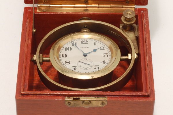 Appraisal: An Illinois Watch Company gimbaled Navy ship chronometer Brass case