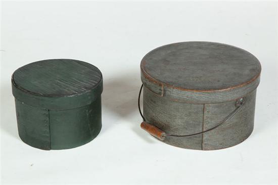 Appraisal: TWO PANTRY BOXES American nd half- th century Round bentwood