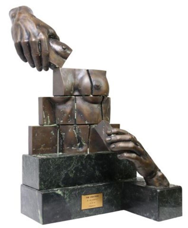 Appraisal: ARI HARPAZ D BRONZE SCULPTURE 'THE CREATION'Large patinated bronze sculpture