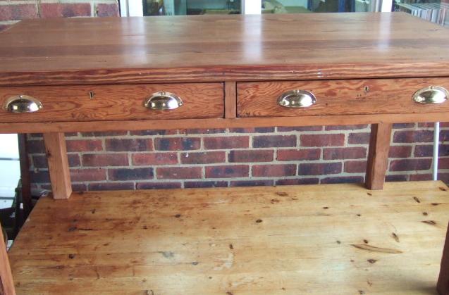 Appraisal: A th century pitch pine kitchen table with a pair