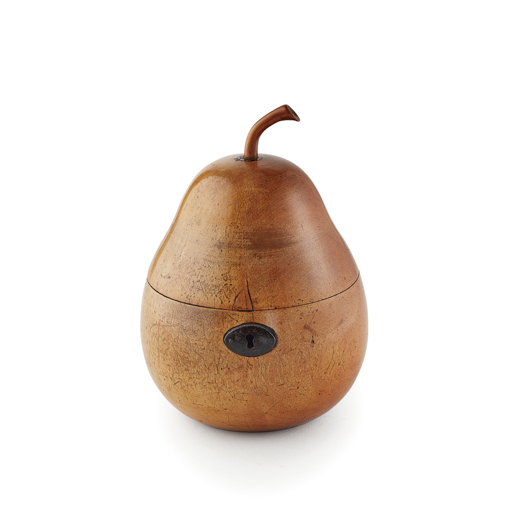 Appraisal: GEORGE III FRUITWOOD PEAR-SHAPED TEA CADDY LATE TH CENTURY with