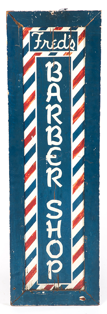 Appraisal: BARBER SHOP SIGN First half- th century Vertical double sided