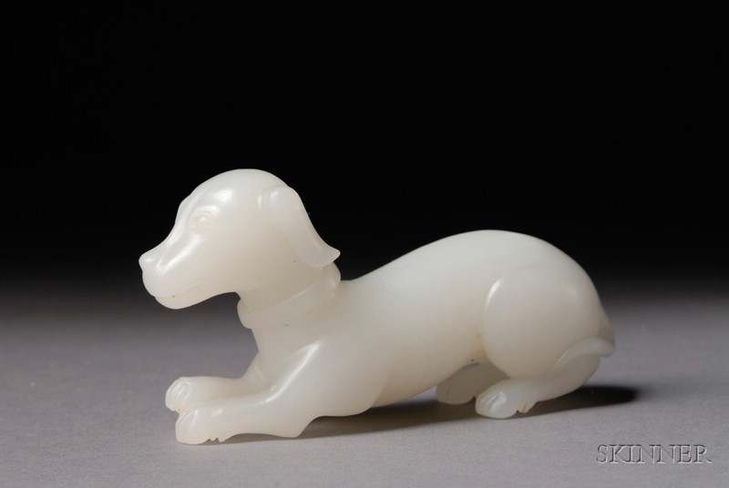 Appraisal: Jade Dog China pure white stone lg in