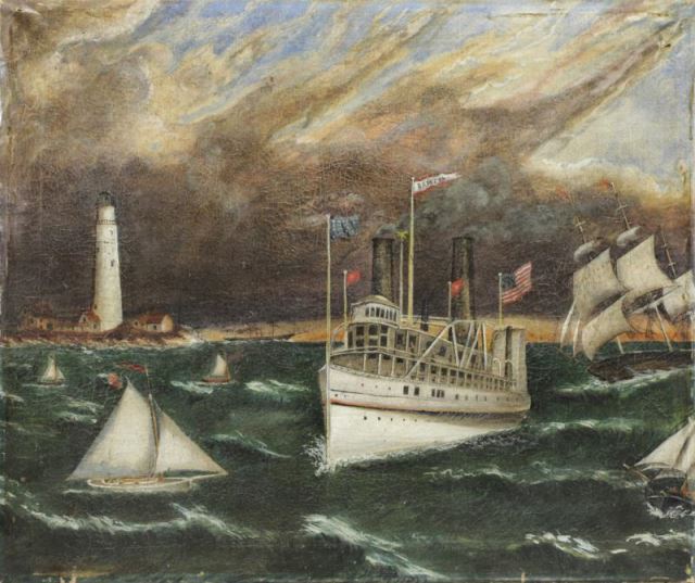 Appraisal: th C Oil on Canvas of the Fall River Steamship