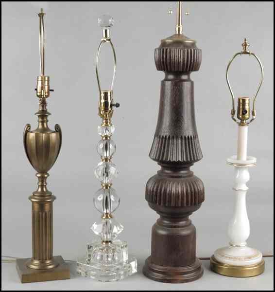 Appraisal: GROUP OF FOUR TABLE LAMPS Tallest '' Condition No Specific