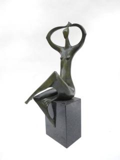 Appraisal: Isaac Kahn Bronze Patinated female figure seated on a black